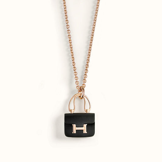 [CharmAmor]CONSTANCE BLACK PEDANT PINK GOLD NECKLACE