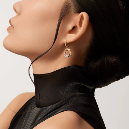 [CharmAmor]TRINITY HALF DIAMOND  EARRINGS