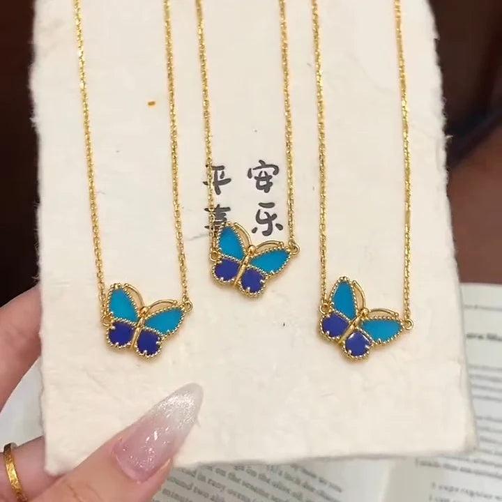 [CharmAmor]2026 NEW STYLE LUCKY SPRING BUTTERFLY 1 MOTIFS FLOWER NECKLACE
