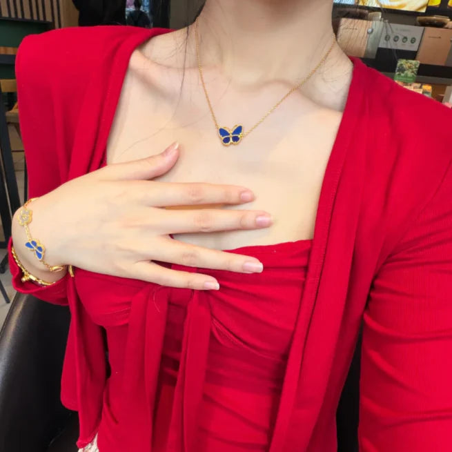 [CharmAmor]2026 NEW STYLE LUCKY SPRING BUTTERFLY 1 MOTIFS FLOWER NECKLACE
