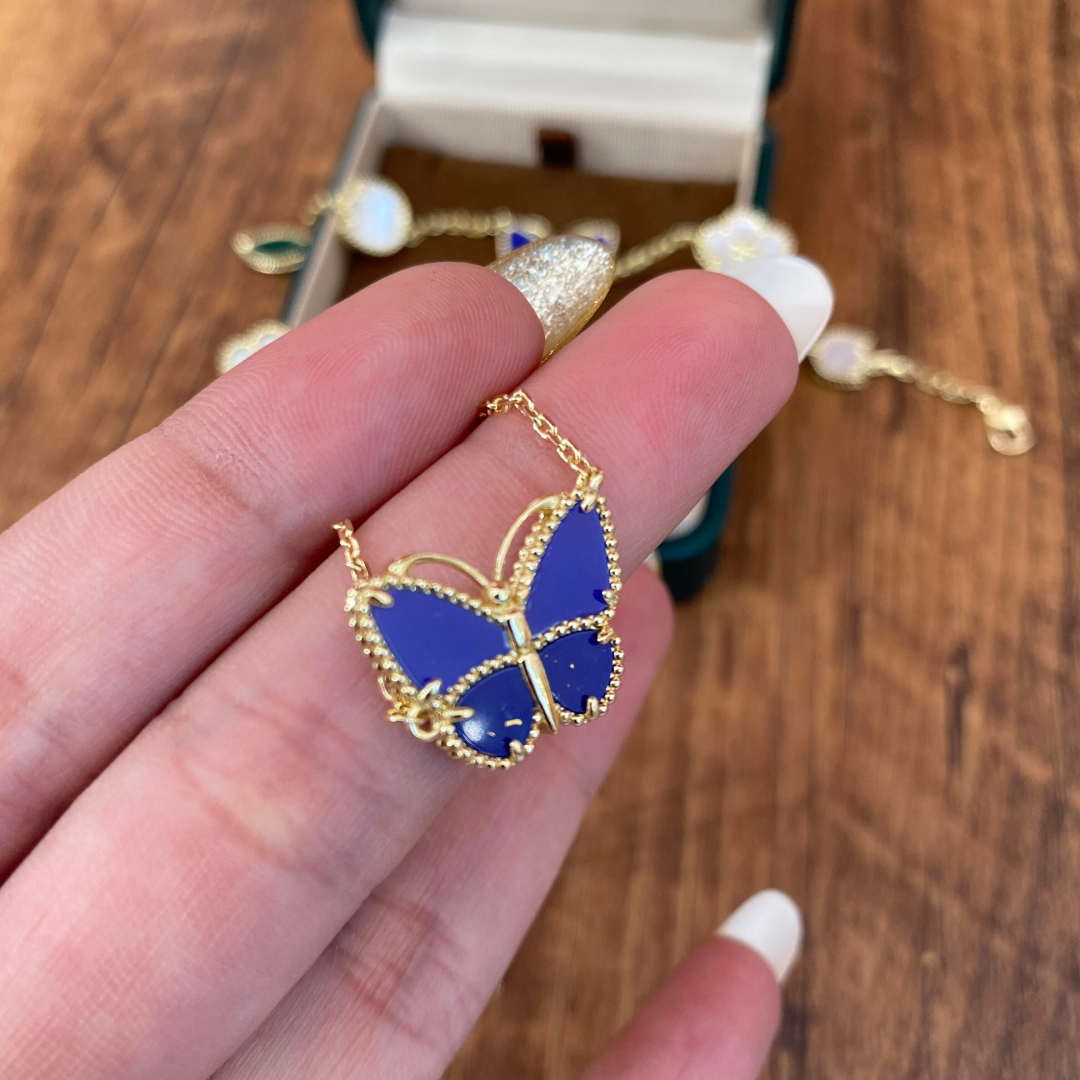 [CharmAmor]2026 NEW STYLE LUCKY SPRING BUTTERFLY 1 MOTIFS FLOWER NECKLACE