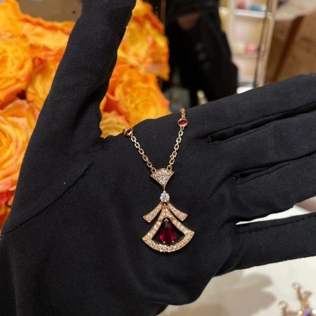 [CharmAmor]DREAM NECKLACE CARNELIAN DIAMOND PINK GOLD