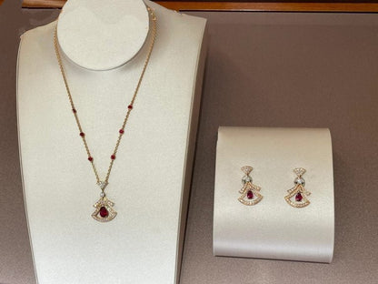 [CharmAmor]DREAM NECKLACE CARNELIAN DIAMOND PINK GOLD
