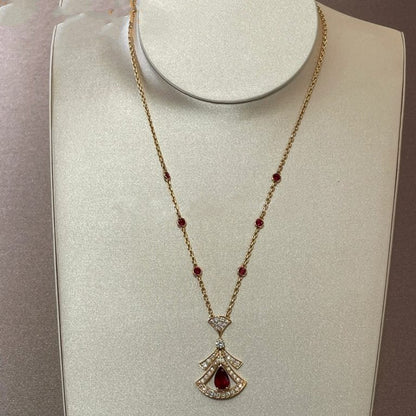 [CharmAmor]DREAM NECKLACE CARNELIAN DIAMOND PINK GOLD