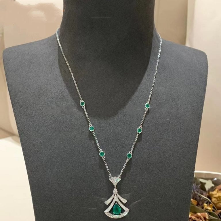 [CharmAmor]DREAM NECKLACE MALACHITE DIAMOND SILVER
