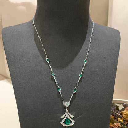 [CharmAmor]DREAM NECKLACE MALACHITE DIAMOND SILVER