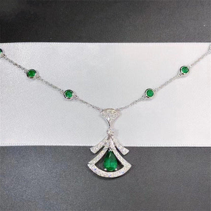 [CharmAmor]DREAM NECKLACE MALACHITE DIAMOND SILVER