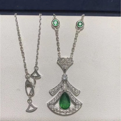[CharmAmor]DREAM NECKLACE MALACHITE DIAMOND SILVER