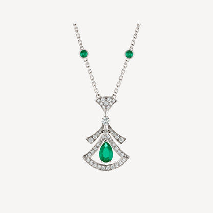 [CharmAmor]DREAM NECKLACE MALACHITE DIAMOND SILVER