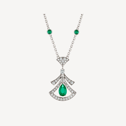 [CharmAmor]DREAM NECKLACE MALACHITE DIAMOND SILVER