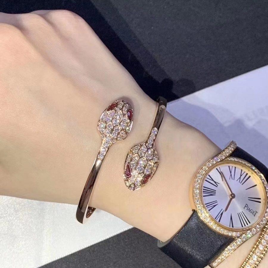 [CharmAmor]SERPENTI BRACELET PINK GOLD DIAMOND DOUBLE SNAKE