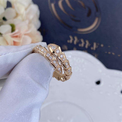 [CharmAmor]SERPENTI RING PINK GOLD DIAMOND PAVED 4MM