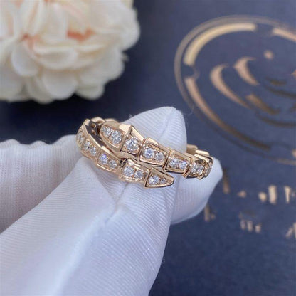 [CharmAmor]SERPENTI RING PINK GOLD DIAMOND PAVED 4MM