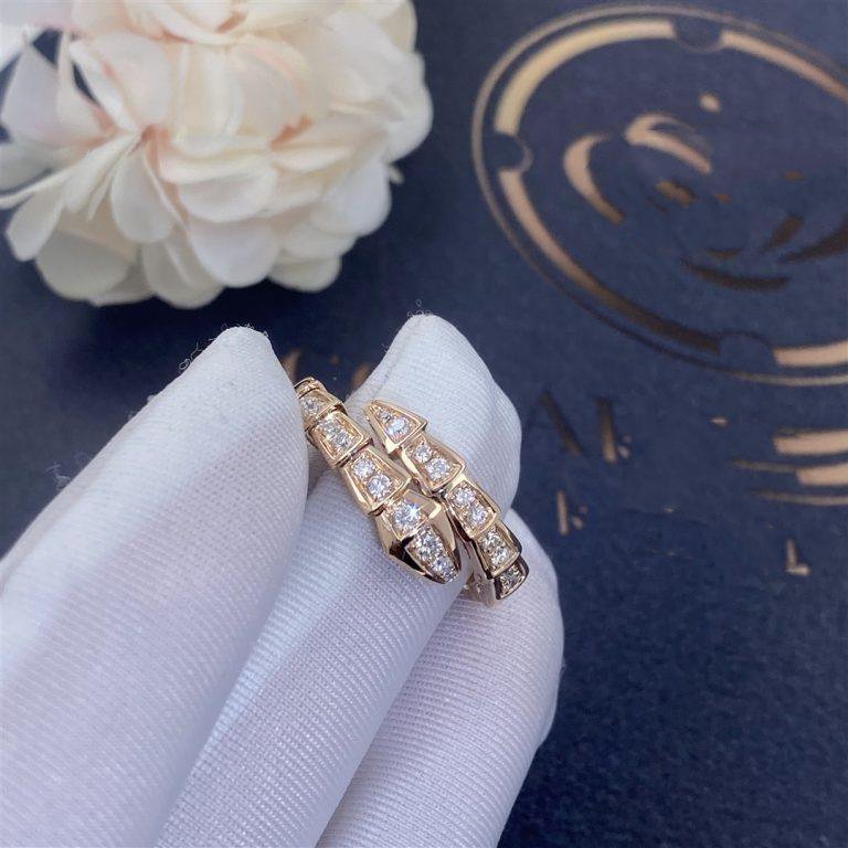 [CharmAmor]SERPENTI RING PINK GOLD DIAMOND PAVED 4MM