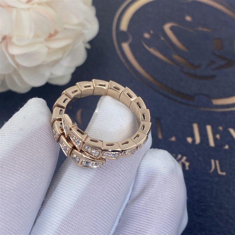 [CharmAmor]SERPENTI RING PINK GOLD DIAMOND PAVED 4MM