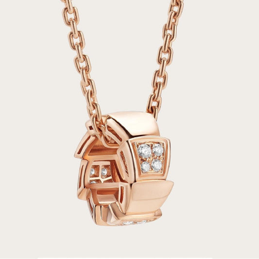 [CharmAmor]SERPENTI PEDANT DIAMOND PINK GOLD NECKLACE