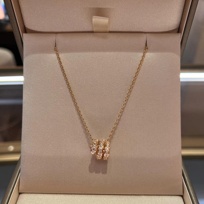 [CharmAmor]SERPENTI PINK GOLD NECKLACE DOUBLE RING DIAMOND