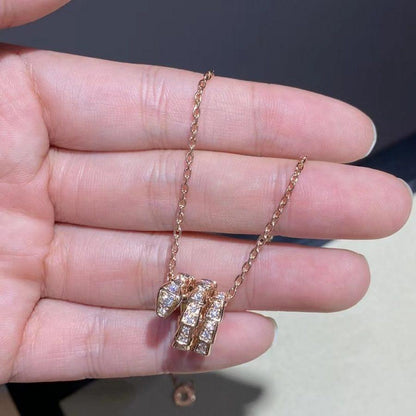 [CharmAmor]SERPENTI PINK GOLD NECKLACE DOUBLE RING DIAMOND