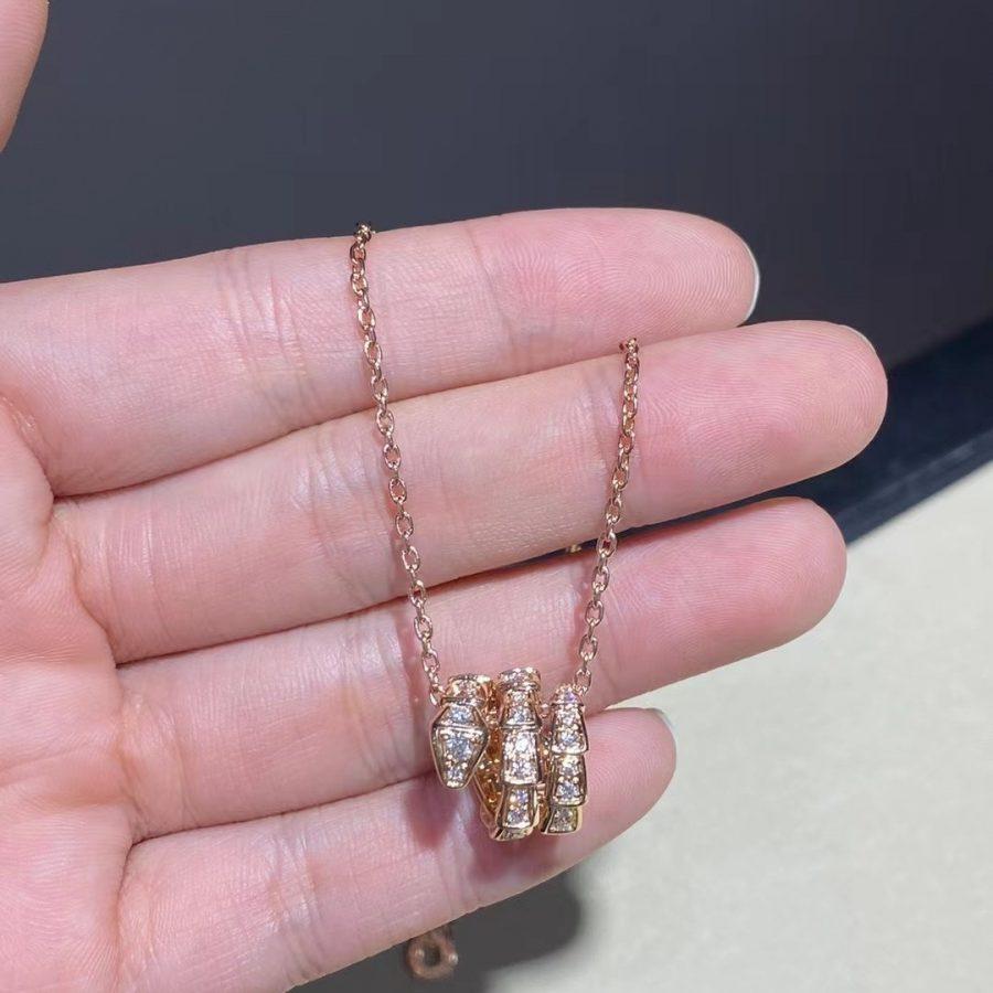 [CharmAmor]SERPENTI PINK GOLD NECKLACE DOUBLE RING DIAMOND