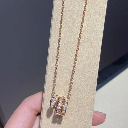 [CharmAmor]SERPENTI PINK GOLD NECKLACE DOUBLE RING DIAMOND