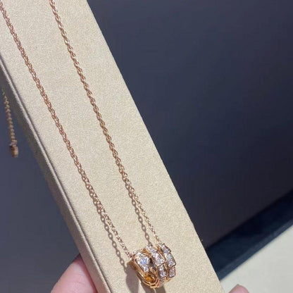 [CharmAmor]SERPENTI PINK GOLD NECKLACE DOUBLE RING DIAMOND