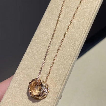 [CharmAmor]SERPENTI PINK GOLD NECKLACE DOUBLE RING DIAMOND