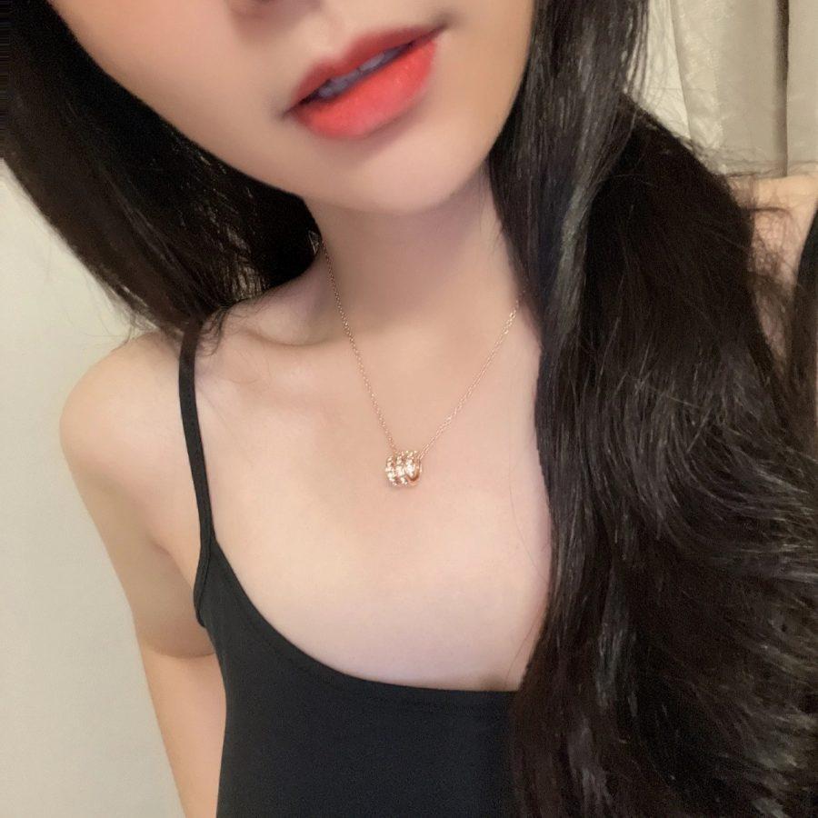 [CharmAmor]SERPENTI PINK GOLD NECKLACE DOUBLE RING DIAMOND