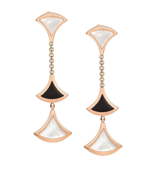 [CharmAmor]DREAM EARRINGS 3 MOTIFS ONYX MOP PINK GOLD