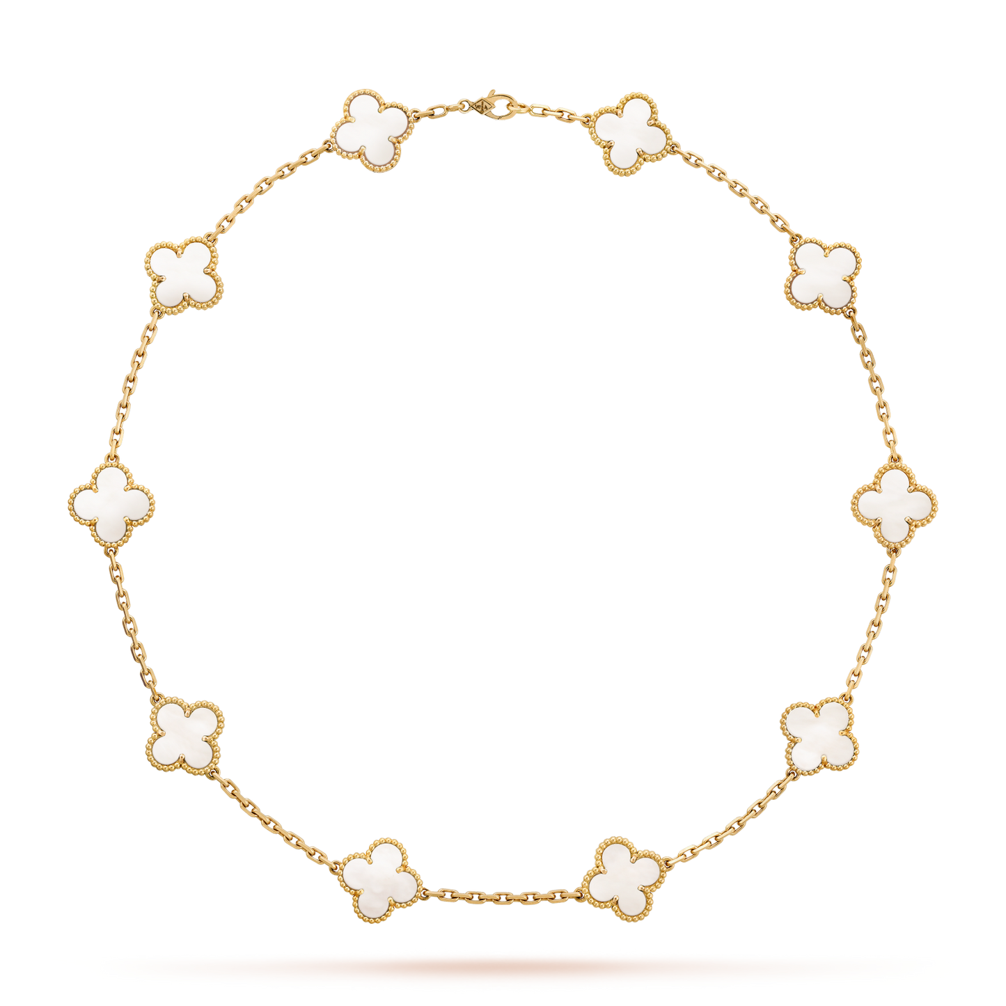 [CharmAmor]CLOVER 10 MOTIFS WHITE MOTHER OF PEARL NECKLACE