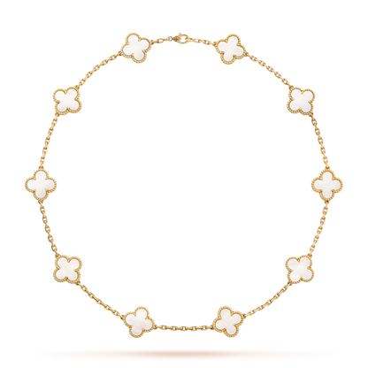 [CharmAmor]CLOVER 10 MOTIFS WHITE MOTHER OF PEARL NECKLACE