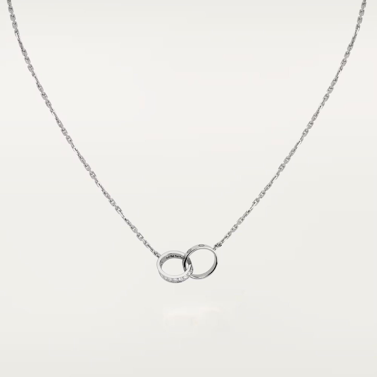 [CharmAmor]LOVE DOUBLE RING HALF DIAMOND NECKLACE