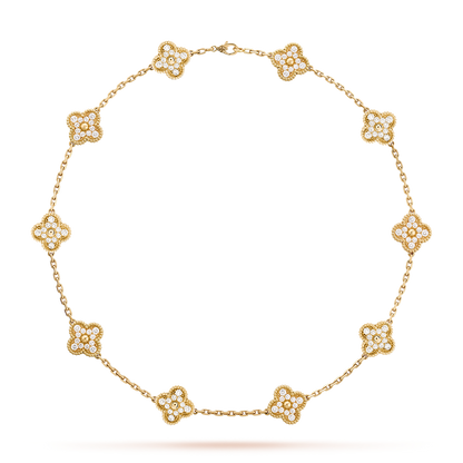 [CharmAmor]CLOVER 10 MOTIFS DIAMOND NECKLACE