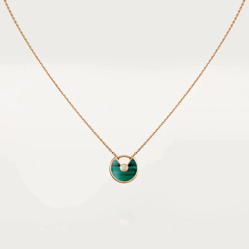 [CharmAmor]AMULETTE ROSE GOLD MALACHITE NECKLACE