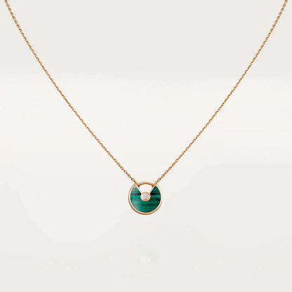 [CharmAmor]AMULETTE ROSE GOLD MALACHITE NECKLACE