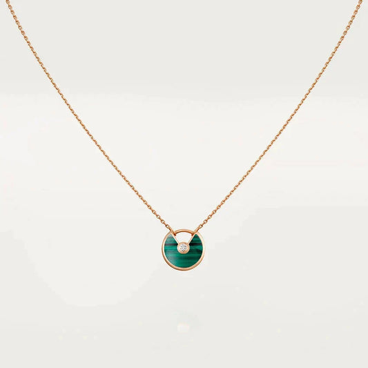 [CharmAmor]AMULETTE ROSE GOLD MALACHITE NECKLACE
