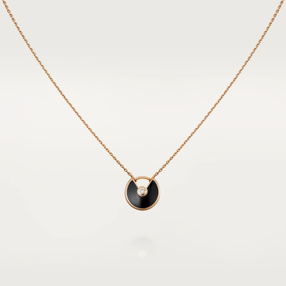 [CharmAmor]AMULETTE ROSE GOLD ONYX NECKLACE