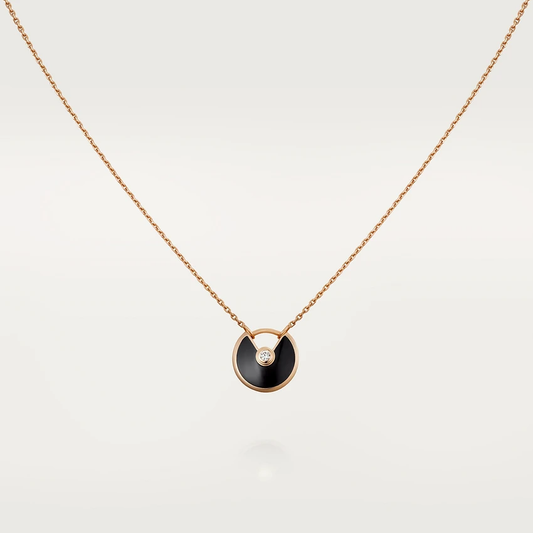 [CharmAmor]AMULETTE ROSE GOLD ONYX NECKLACE