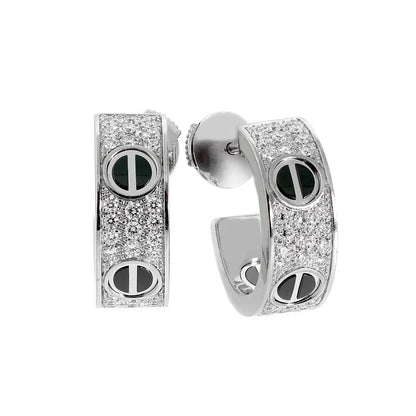 [CharmAmor]LOVE CERAMIC DIAMOND PAVED SILVER EARRINGS
