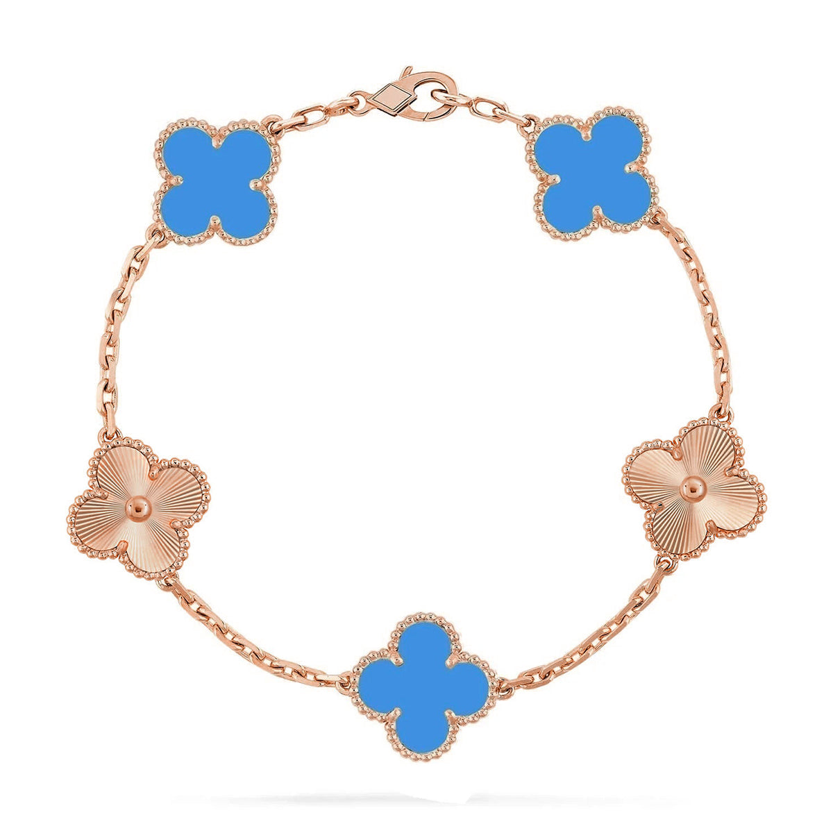 [CharmAmor] CLOVER 5 MOTIF BLUE AGATE BRACELET COLLECTION