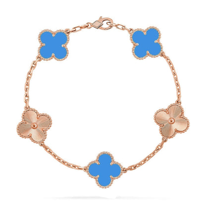 [CharmAmor] CLOVER 5 MOTIF BLUE AGATE BRACELET COLLECTION