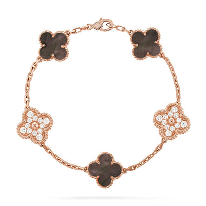 [CharmAmor] CLOVER 5 MOTIF GRAY MOP BRACELET COLLECTION