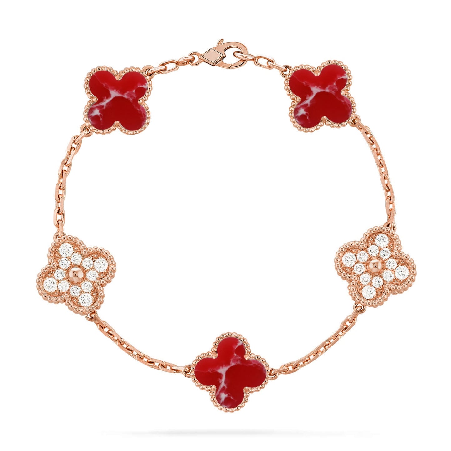 [CharmAmor] CLOVER 5 MOTIF RED PATTERN BRACELET COLLECTION