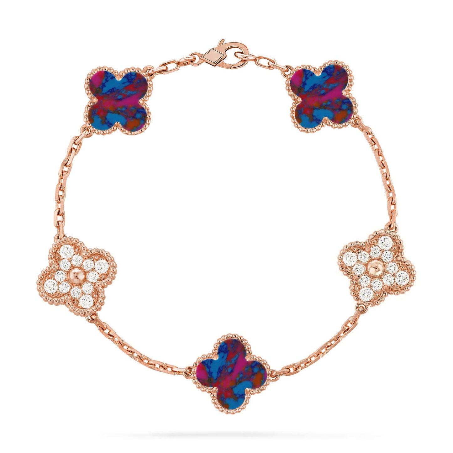[CharmAmor] CLOVER 5 MOTIF COLOR GEMSTONES BRACELET COLLECTION