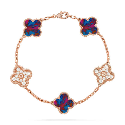 [CharmAmor] CLOVER 5 MOTIF COLOR GEMSTONES BRACELET COLLECTION