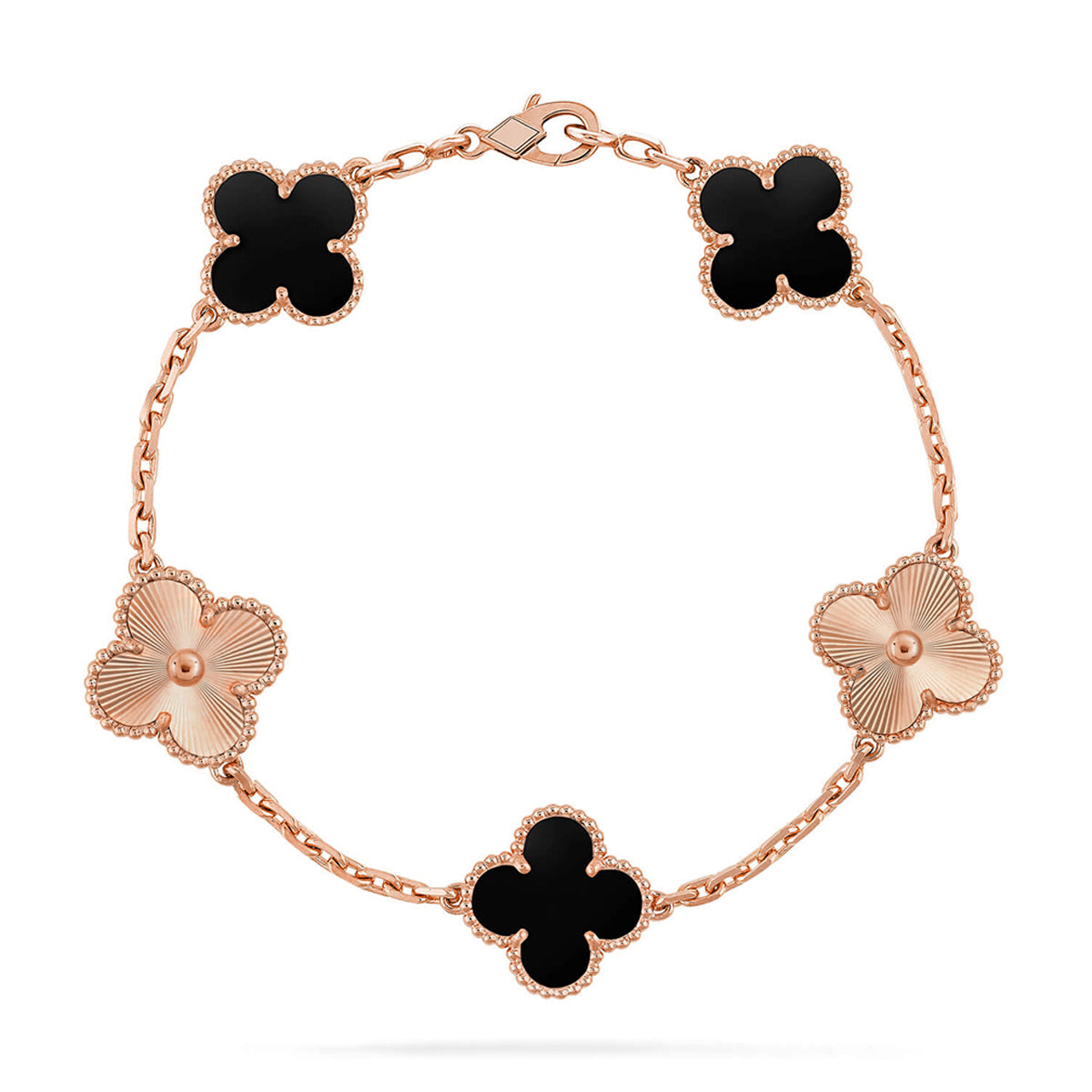 [CharmAmor] CLOVER 5 MOTIF ONYXS BRACELET COLLECTION