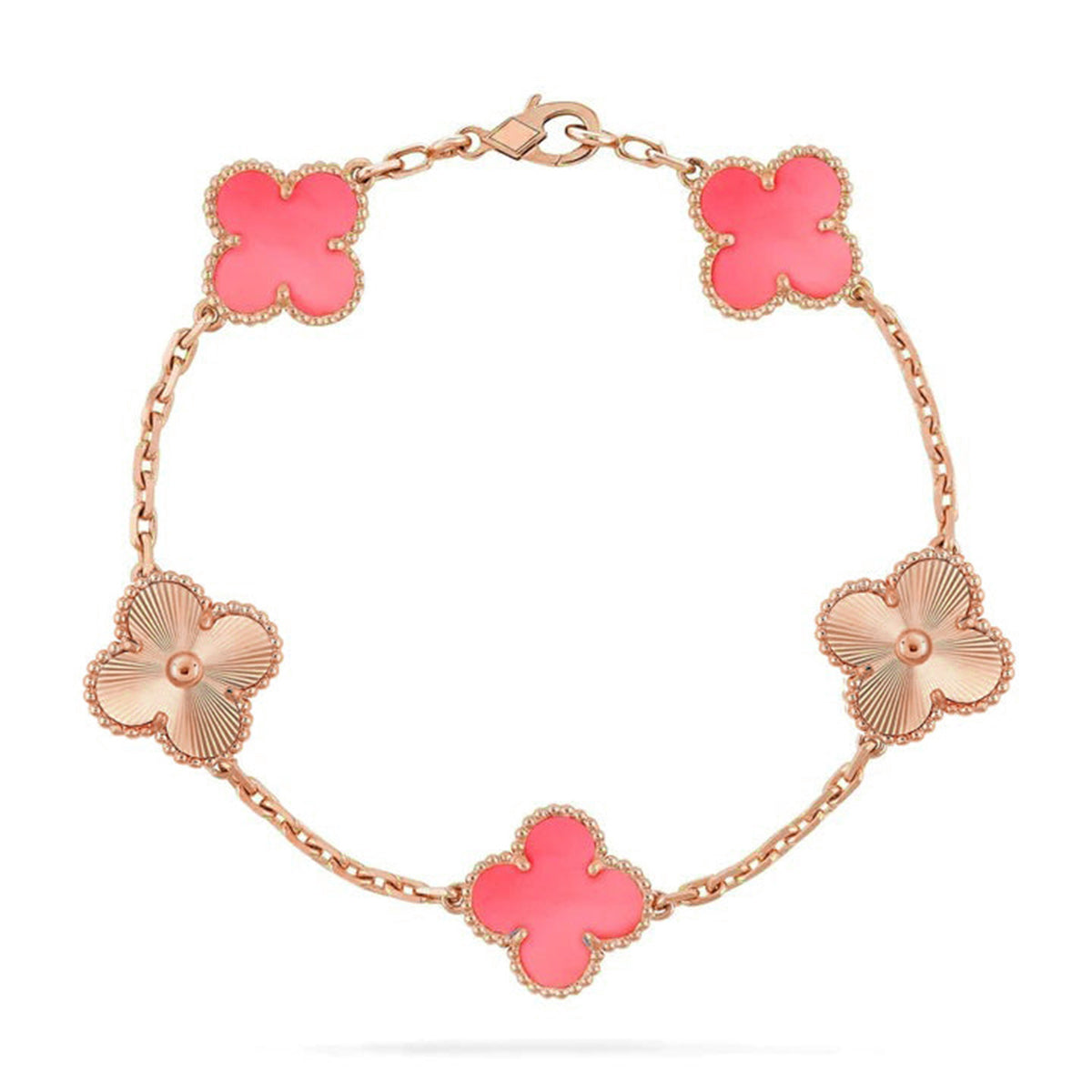 [CharmAmor] CLOVER 5 MOTIFS  PINK MOP BRACELET COLLECTION
