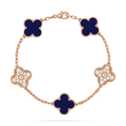 [CharmAmor] CLOVER 5 MOTIF LAPIS LAZULI BRACELET COLLECTION