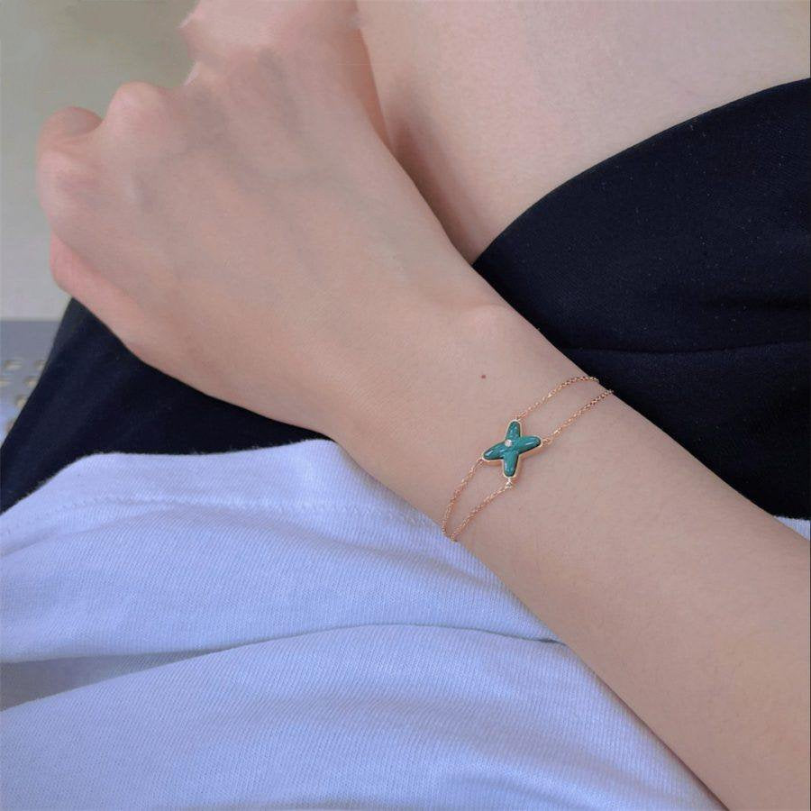 [CharmAmor]JEUX BRACELET MALACHITE PINK GOLD 1 DIAMOND