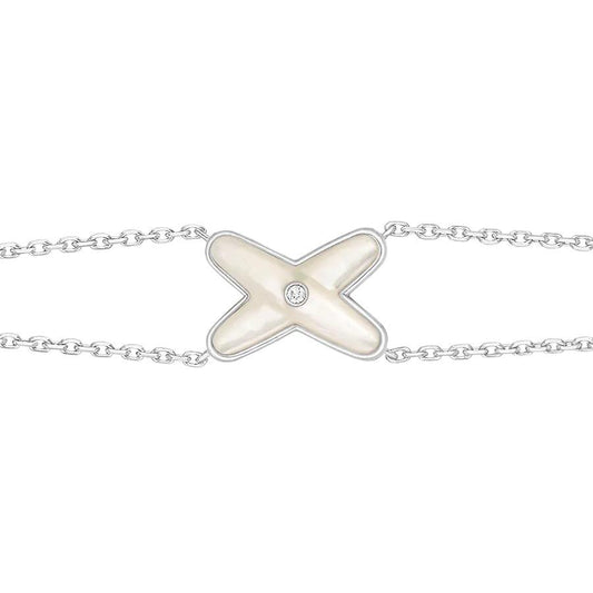 [CharmAmor]JEUX BRACELET WHITE MOP SILVER 1 DIAMOND