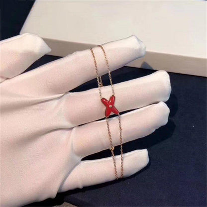 [CharmAmor]JEUX BRACELET CARNELIAN PINK GOLD 1 DIAMOND